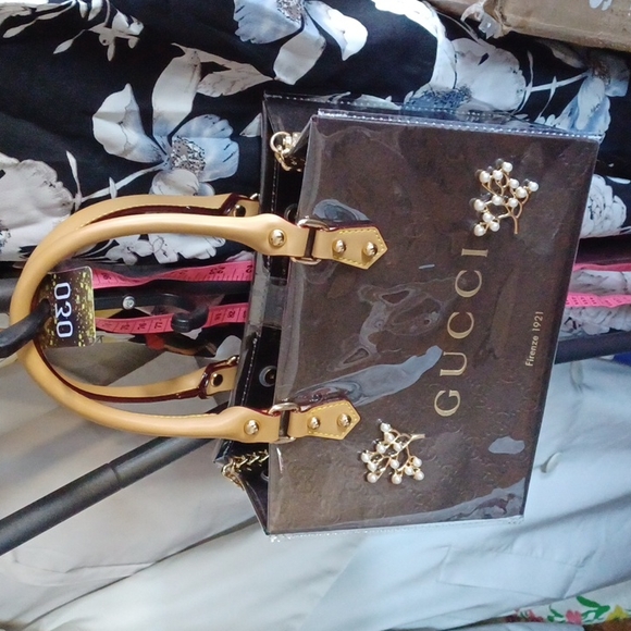 Repurposed Up Cycled PVC bag made w/ authentic Gucci shopping bag-Hand Crafted - Picture 8 of 8